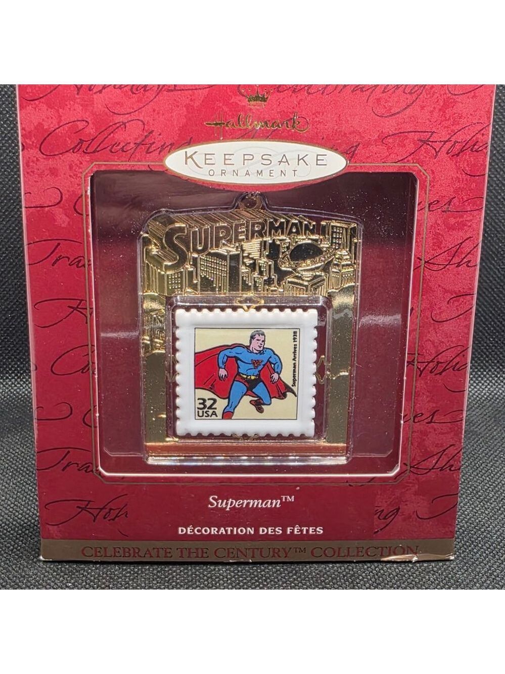Hallmark Keepsake Ornament Celebrate the Century Superman stamp Vintage